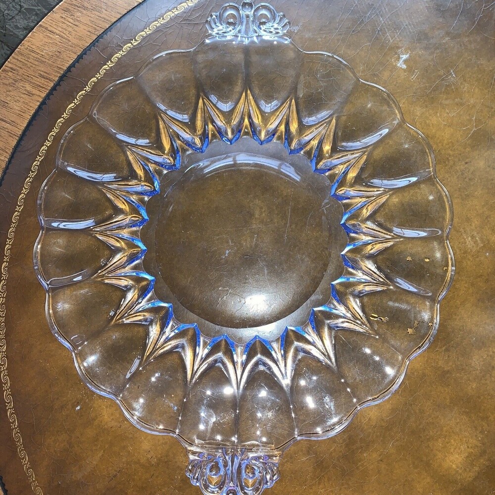 Vintage Martinsville/ Viking Janice Moonlight Blue Handled Platter